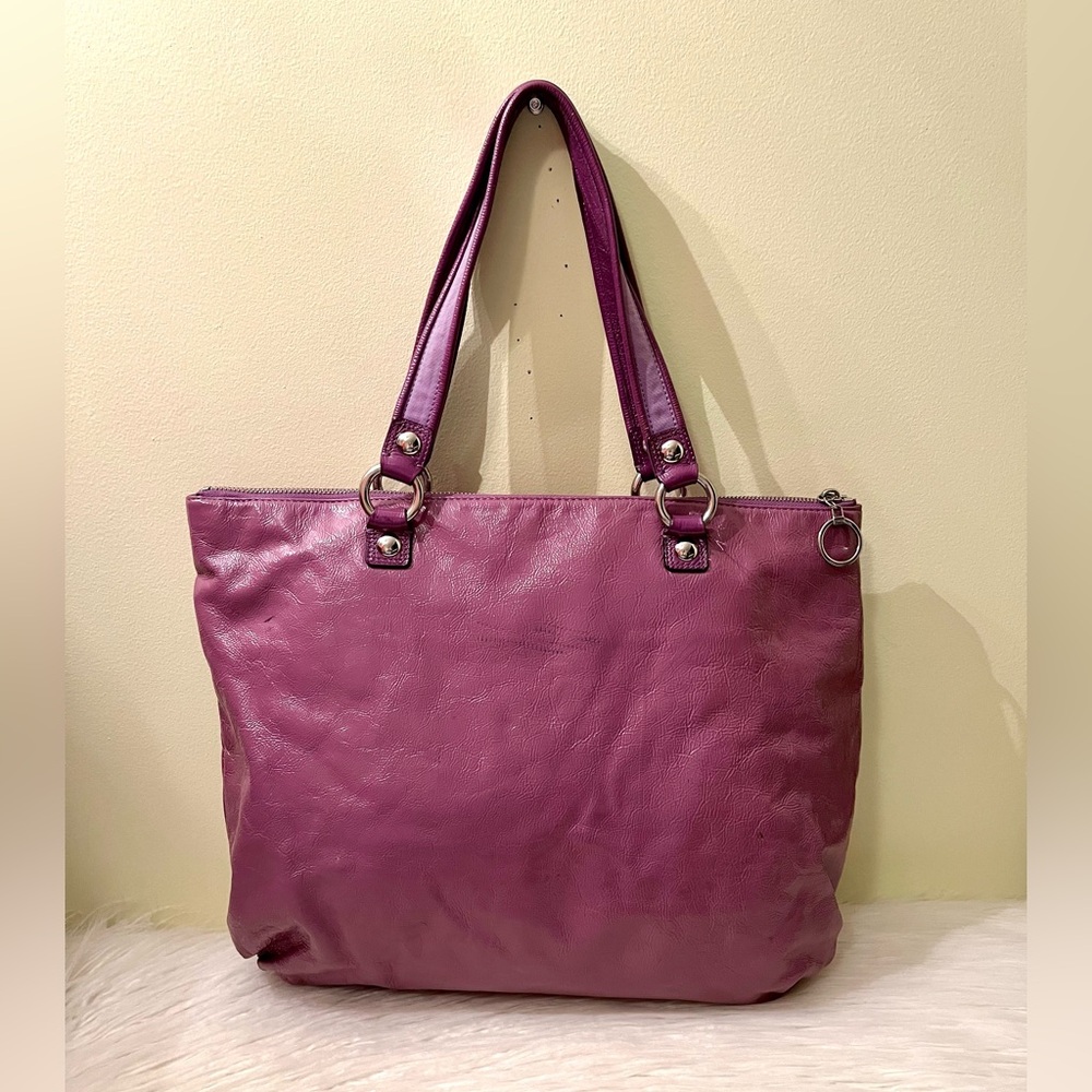 Coach Poppy Raspberry Purple Patent Leather Zipper Tote - Picture 2 of 9